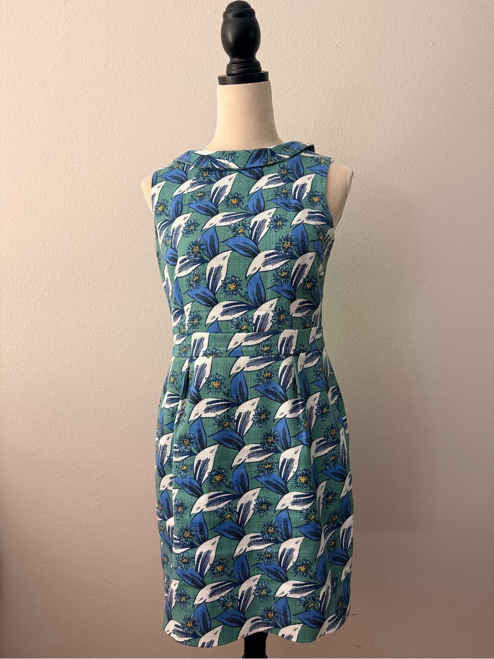 Boden Sleeveless Green/Blue Floral Cotton Sheath Dress